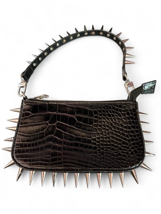 Dolls Kill Handbags - Dolls Kill Black Spiked Croc-Embossed Mini Bag